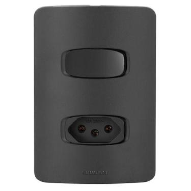 Imagem de Conjunto 1 Simples + 1 Tomada 10A Alumbra Gracia Black Maxx