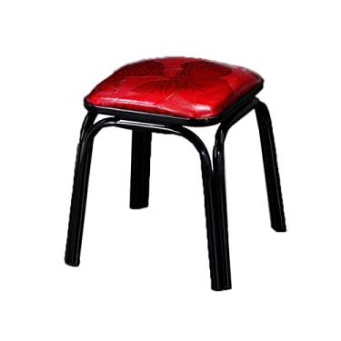 Imagem de ZABEES Banqueta moderna de metal para descanso de pés, banquinho alto, banquinho pequeno para entrada de adultos, banco de troca de sapatos para sala de estar, assento acolchoado