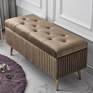 Imagem de Banqueta Ottomans para pés com banco de pés de armazenamento oculto estofado com pernas de metal - banco de cabeceira de cama, banco de janela para sala de estar quarto/cor 3/120 x 40 x 45 cm