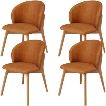 Imagem de Kit 04 Cadeiras de Jantar e Estar Living Estofada Mia L02 Couríssimo Canela - Lyam Decor