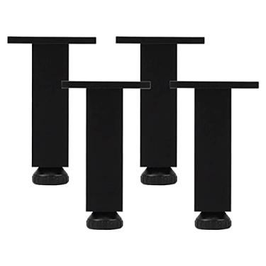 Imagem de LUOFDCLDDD Pernas de móveis, 4 peças de pernas ajustáveis, pés de substituição de pés de armário de liga de alumínio, altura ajustável de 0 a 10 mm, para sofá, poltrona, armário, suporte de TV/preto