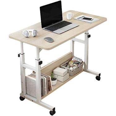 Imagem de BSNANCA Sobrecama, mesa sobrecama, mesa, mesa, sofá, laptop, notebook, mesa ajustável, suporte móvel, bandeja para carrinho de rodinhas portátil (branco-80 x 40 cm) (Braun 80 * 40 cm) (Braun 80 * 40