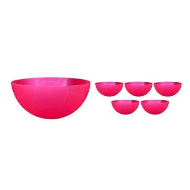 Imagem de Kit 6 Petisqueira Futebol Rosa Neon 240Ml Plástico - Bb Store