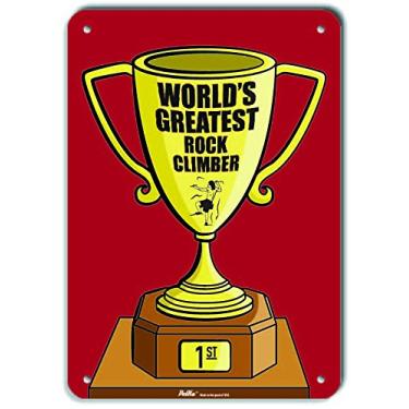 Imagem de PetKa Signs and Graphics PKWG-0361-NP_ Placa de plástico "World's Greatest Rock Climber", 17,8 cm x 25,4 cm, vermelho troféu