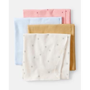 Imagem de Carter's Pacote com 4 cobertores para bebês (marfim/amarelo/azul/rosa)