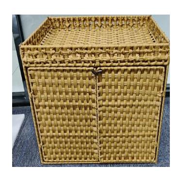 Imagem de SZEE Caixa de areia oculta para gatos, móveis de caixa de areia de vime tecida à mão, tamanho grande (76 x 45 x 61 cm), tapete incluído, fácil de montar, estilo fazenda