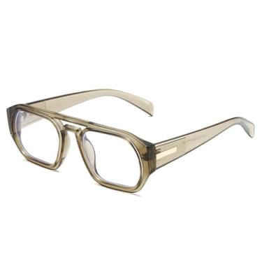 Imagem de HCPIHF Óculos de sol retrô com lentes duplas, estilo polígono, feminino, fashion, uv400, masculino, transparente, degradê (4)