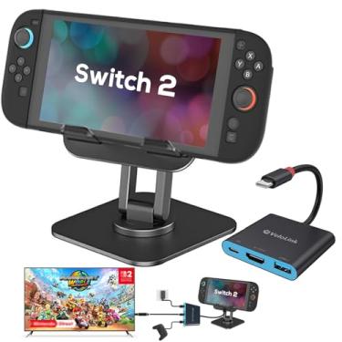 Imagem de Kit Switch 2 Dock com suporte para Nintendo Switch 2, Switch 2 Dock Portátil, possui HDMI 2.1 4k120Hz, porta de carregamento PD e interface USB A 3.2, compatível com switch e laptops