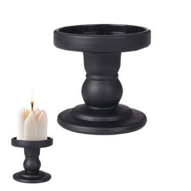 Imagem de Suporte de castiçal de vidro preto para decoração de casa, mesa de casamento (sem velas)