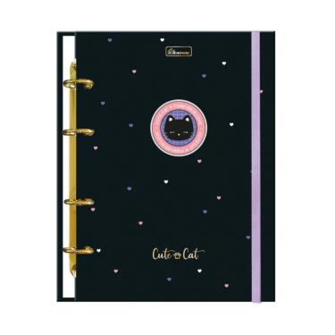 Imagem de Caderno Colegial Argolado Cute Cat 4 Furos 80 Folhas Capa Dura Cadersil Modelo 1