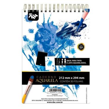 Imagem de Caderno Espiral Aquarela Pintura E Desenho 212 X 294mm 30 Folhas Dac