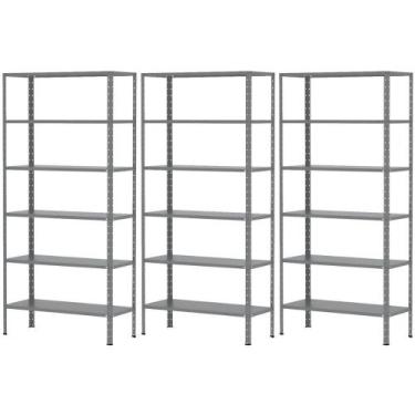 Imagem de 3 Estante De Aço Para Sala Livros Almoxarifado Escritório 6 Prateleira