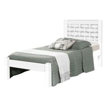 Imagem de Cama Solteiro Laila 100% MDF Branco J&A Móveis