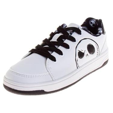 Imagem de Tênis feminino fashion Ursinho Pooh Minnie Mouse Jack Skellington Stitch cadarço casual sapatos de caminhada para adultos tamanho 34-40 EUA feminino., Preto/branco, 37
