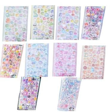 Imagem de Adesivos 3D Puffy para crianças, 10 folhas 450+ peças, mini adesivos decorativos de resina Kawaii para capa de telefone de scrapbooking, caderno, scrapbook (10 peças adesivos 3D)