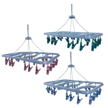 Imagem de Varal Dobrável para Roupas Íntimas com 24 Prendedores, Organizador Suspenso para Secagem