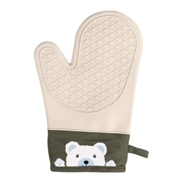 Imagem de Fenteer Luva de silicone para forno, pegador de panelas, luva multiuso para proteção, utensílio de cozinha, luvas de forno para cozinhar, assar e fazer, Urso Cinzento
