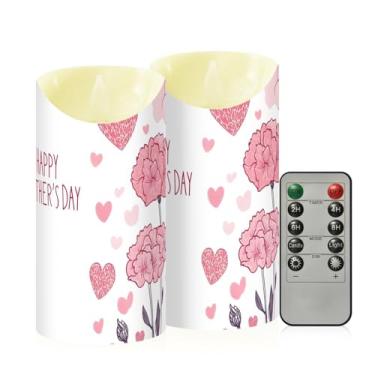 Imagem de Wassud Pacote com 2 velas sem chama feliz dia das mães com controle remoto, velas realistas cintilantes com temporizador, velas decorativas para Natal, casamento, festa, decoração de casa média