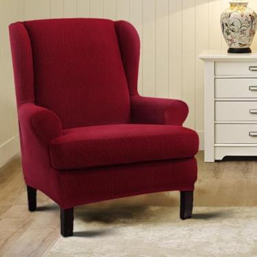 Imagem de Capa elástica para sofá, poltrona, protetor de móveis, macio com fundo elástico, para sala de jantar, escritório, decoração de casa, sala de estar - vinho tinto||Tamanho regular