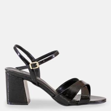 Imagem de Sandália Couro Salto Bloco Verniz Onça-Feminino