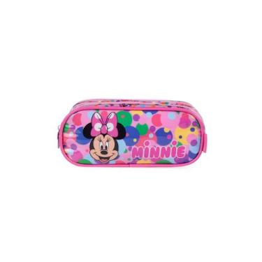 Imagem de Estojo Escolar Feminino Minnie 3 Compartimentos Rosa - Disney, Rosa, U