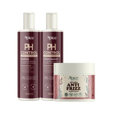 Imagem de Kit Shampoo, Condicionador ph control e Ativador Antifrizz 500g Apice