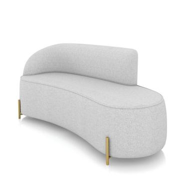 Imagem de Sofá 3 Lugares Orgânico 180cm Pé Dourado Morgan Linho Cinza D03 - D'rossi