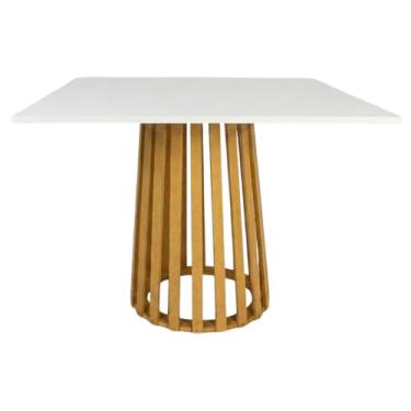 Imagem de Mesa Buffet Ripada Média 60x70cm Tampo Quadrado Para Festas Eventos Casamento Aniversário Bolo Doces Rústico Decoração Balcão Mdf Jt Home (TAMPO BRANCO)