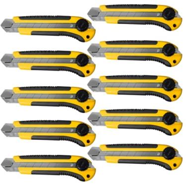 Imagem de Estilete Profissional 25mm Com Trava Giratória e Lâmina | 10 Un