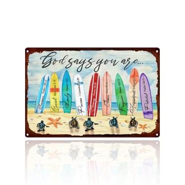 Imagem de Decopix Placa de metal vintage para praia God Says You Are Retro Style for Home Bar Patio Room Garden Wall Art Poster Plaque 30 x 20 cm