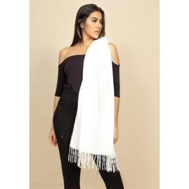 Imagem de Echarpe Lenço Feminino Tipo Cashmere Branco - Único-Feminino