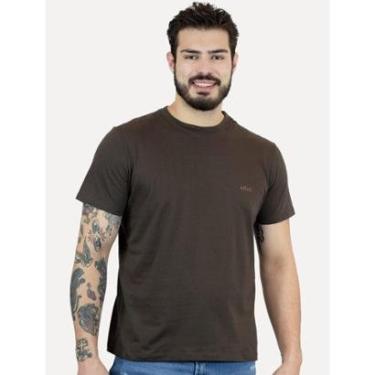 Imagem de Camiseta Ellus Masculina Cotton Fine Duocolor Classic Marrom Escuro-Masculino