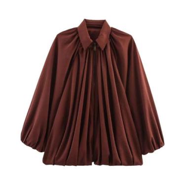 Imagem de Jaqueta Bomber Feminina Oversized Macia Com Manga Longa Estilo Lantern