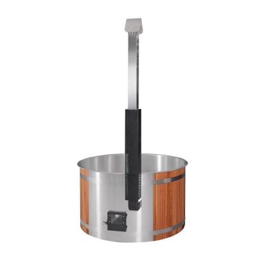 Imagem de OGOLOUG Banheira de imersão azul para uso externo, tanque interno de aço inoxidável 304, exterior de madeira composta, aquecedor embutido, tampa isolada, capacidade para 2 a 5 pessoas (B, Φ70,9 pol. ×