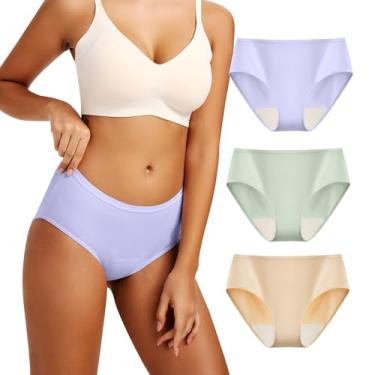 Imagem de BATTEWA Calcinha feminina para incontinência de cintura média, à prova de vazamento, cuecas protetoras para controle da bexiga, absorção lavável, 40 ml, pacote com 3 (médio, 3 cores)