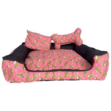 Imagem de Cama Pet Onix Médio, Cama para Cachorro e Gato, 50 x 50 x 15cm Impermeável, Confortável e Resistente, Fácil de Limpar, Rosa Dino