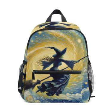 Imagem de Spiral Galaxy Witch Kids' Backpack with Whistle, Adjustable Chest Strap, Toddler Backpack for Boys Lightweight & Compact for Ages 3-8