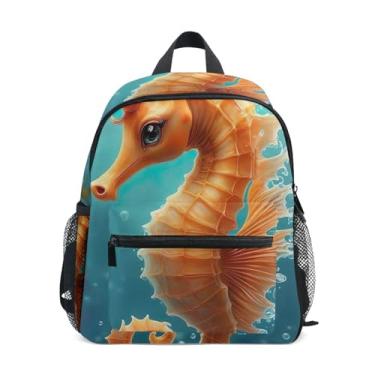 Imagem de GAIGEO Cute Sea Horse Floral Baby Backpack with Whistle, Adjustable Chest Strap, Toddler Boy Backpack Lightweight & Compact for Ages 3-8