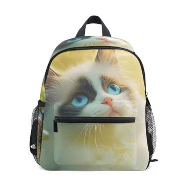 Imagem de GAIGEO Cute Ragdoll Cat Grass Kids Backpack with Whistle, Adjustable Chest Strap, Toddler Backpack for Girls Lightweight & Compact for Ages 3-8
