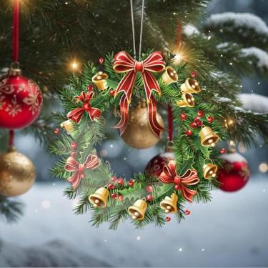 Imagem de Enfeites de Natal, guirlanda de cristal, enfeites de árvore de Natal feitos à mão, decoração de carro e casa - presentes de Natal, decoração de artesanato em acrílico, ideias de troca de presentes