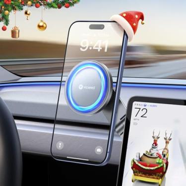 Imagem de VICSEED Suporte de telefone Tesla 【Potência magnética mais forte】 Suporte de telefone Tesla oculto dobrável para todos os telefones, acessórios Tesla Model 3/Y/Cybertruck, Tesla Model 3 Model Y para