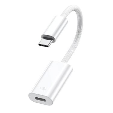 Imagem de Cabo de áudio adaptador de fone de ouvido tipo C para Lightning, USB C macho para fêmea, fornece três funções principais: carregamento, dados e áudio para iPhone 16 15 Plus Pro Max, Ipad Pro Air 6 5 4