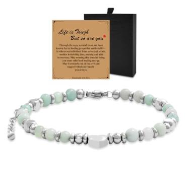 Imagem de Yiflin Pulseiras de presentes inspiradoras para mulheres, pulseiras com contas de pedra natural - Presentes atenciosos de incentivo à amizade para mulheres, amigas, amigas, mães, colegas de trabalho