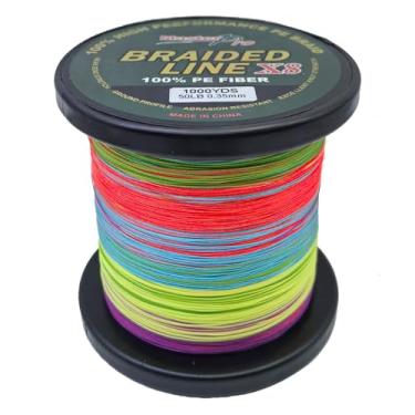 Imagem de MASTERPRO Linha líder de pesca de fibra 100% PE, 1000 jardas, colorida, superlinha de diâmetro fino 11,3 kg 13,6 kg 18 kg 22,7 kg 36,3 kg 45,4 kg quase zero stretch 8 fios trançado corda forte (0,35