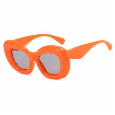 Imagem de Óculos de Sol Femininos Candy Colors Oversized com Proteção UV400 para Esportes ao Ar Livre, Corrida e Ciclismo, Laranja e Cinza