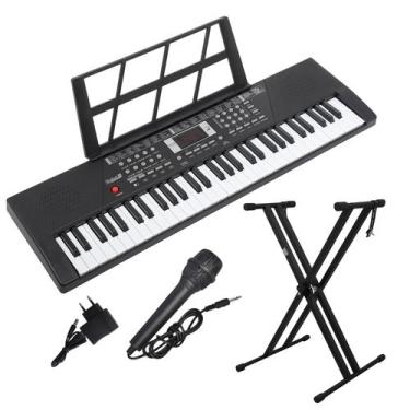 Imagem de Kit Teclado Musical Estudante Iniciante 61 Teclas Rhythmic 20 com Supo