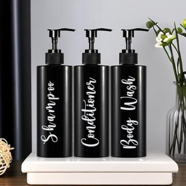 Imagem de Dispensador de sabão com padrão de letra de 500 ml, frasco de loção de bancada, recarregável para xampu, gel de banho, condicionador de cabelo, acessórios de banheiro, decoração de casa-B1/H1