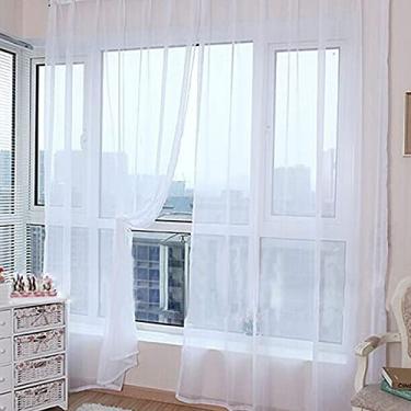 Imagem de Painéis de Cortina Janela Transparente Voile com Bolsa para Vara Sólida Malha Moderna Decoração Quarto Sala Estar e Porta