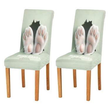 Imagem de SEHANY Lindas capas de cadeira de coelho de conto de fadas para sala de jantar, conjunto de 2, capa protetora elástica removível e lavável para cadeira de jantar para cozinha, hotel, festa, decoração