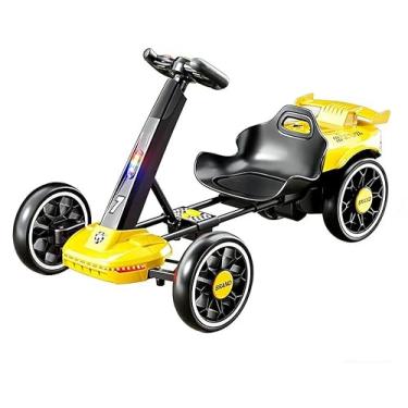 Imagem de Carrinho de Kart Elétrico Infantil, Veículo Elétrico 6V com Luzes LED, Bluetooth e Controle Remoto, para Crianças de 2 a 6 Anos (Amarelo)